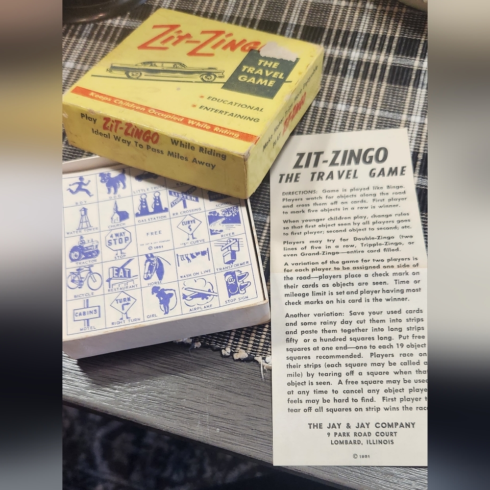 Retro travel game. Has instructions and game cards. Great shape in box.